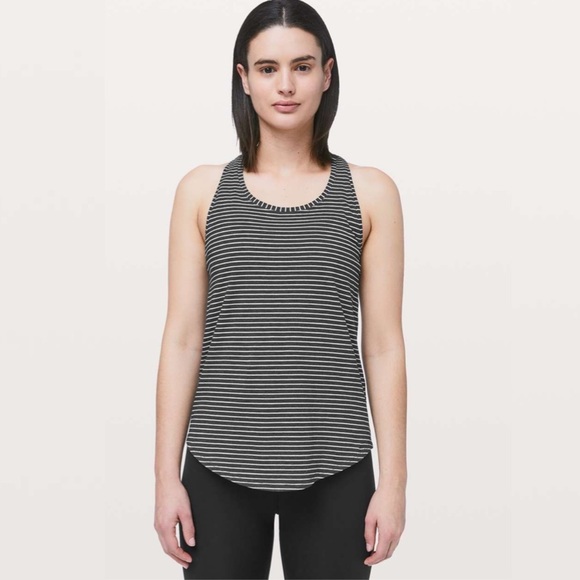 Lululemon Love Tank *Pleated in Modern Stripe Heathered Black White - Picture 1 of 9